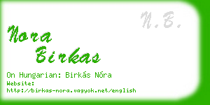 nora birkas business card